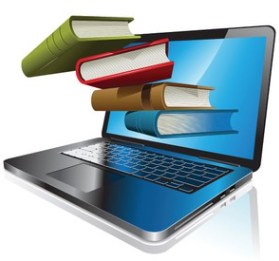 Image of Books and laptop.
