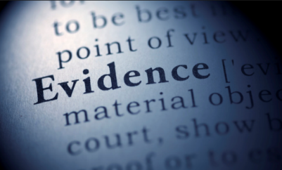 Image of the word Evidence in a legal dictionary