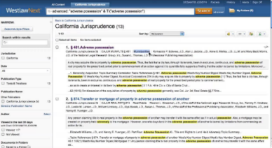 Image of Westlaw search results page