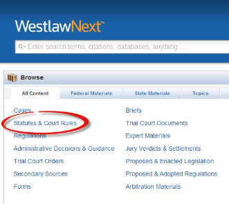 Image of Westlaw Search Page